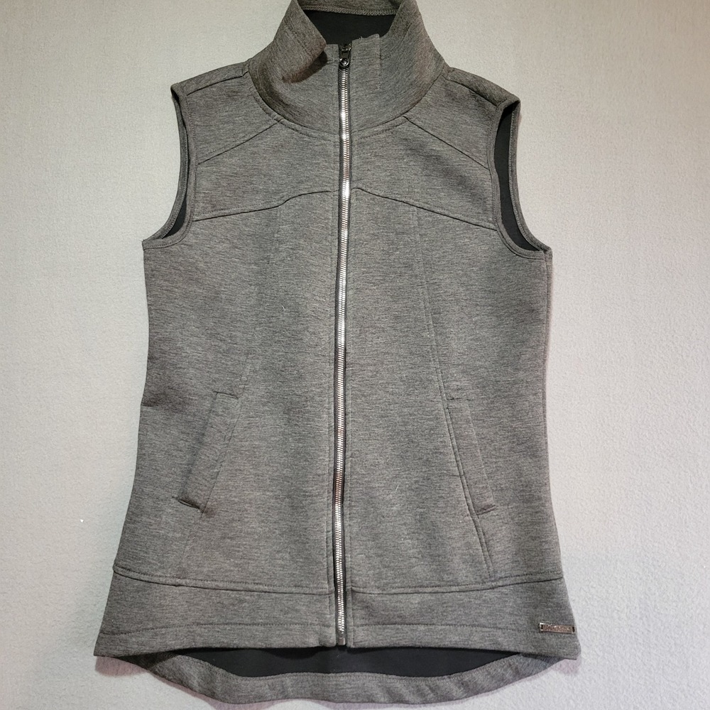 Betsey Johnson Performance Gray Heather Full Zip Mock Neck Vest Womens Medium
